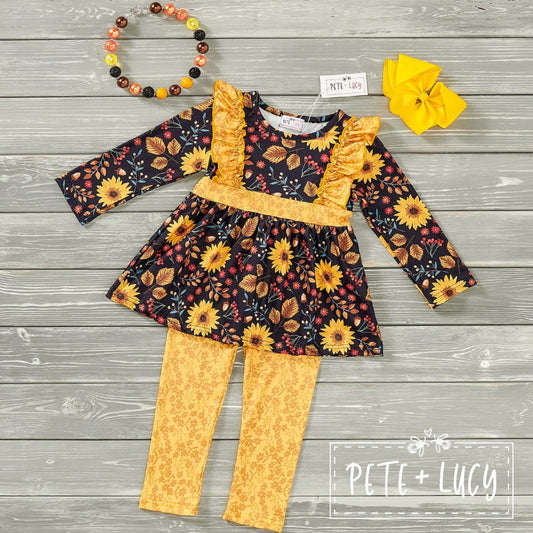 Pete + Lucy Dancing with Sunflowers Long Sleeve Pants Set