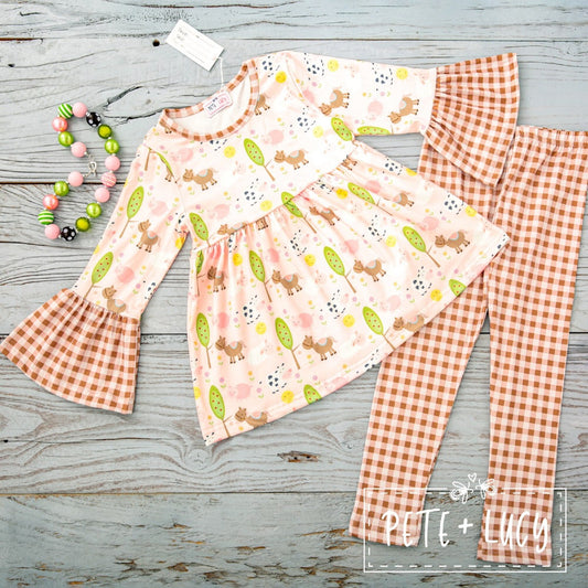 Pete + Lucy Fun on the Farm Long Sleeve Pants Set