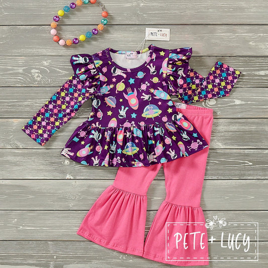 Pete + Lucy Colorful Space Bell Pants Set