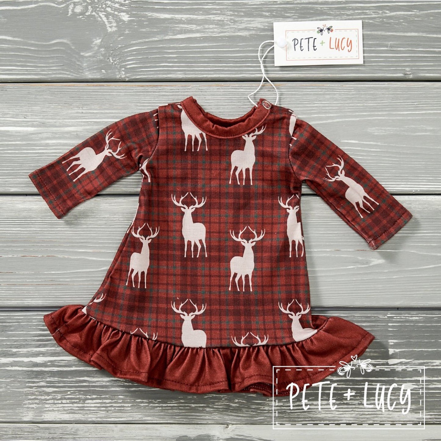 Pete + Lucy Plaid Deer Dolly Dress