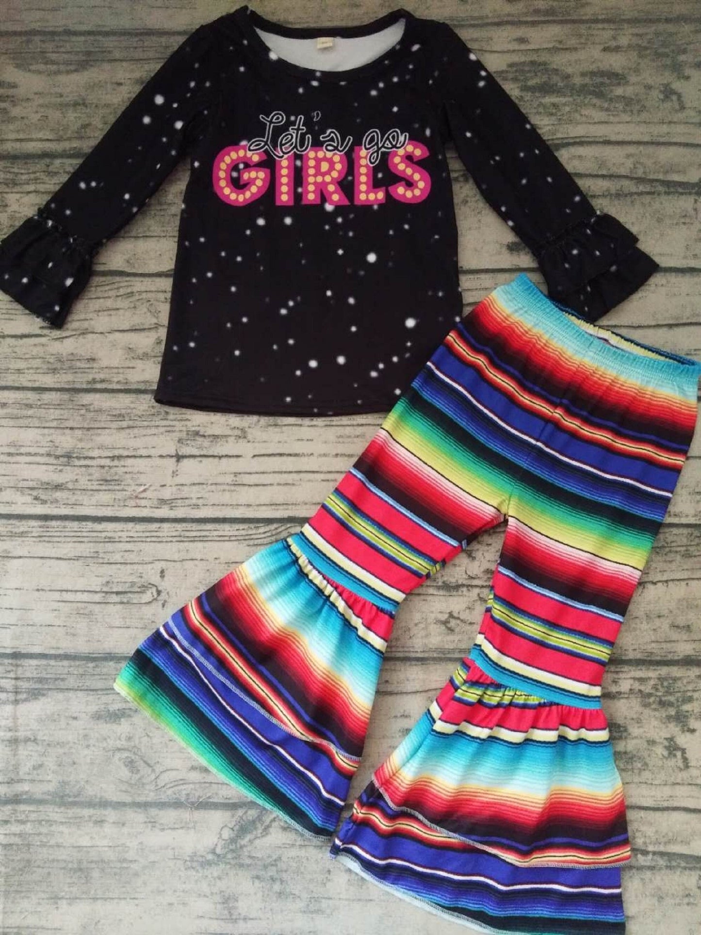 Let's Go Girls Long Sleeve Serape Bell Set