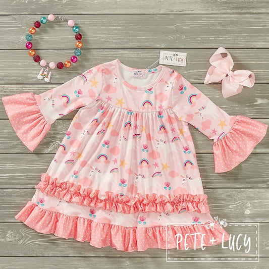 Pete + Lucy Unicorn Fluff Long Sleeve Dress