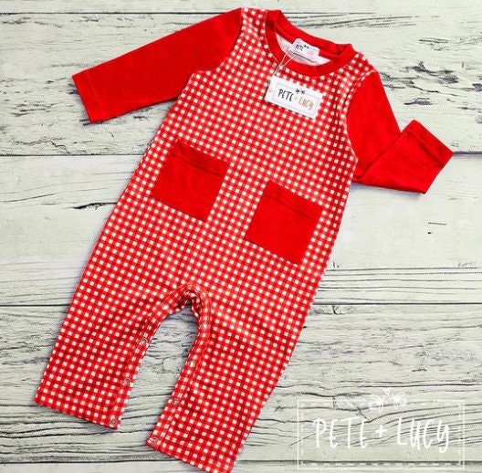 Pete + Lucy Christmas Mistletoe Boy Infant Romper