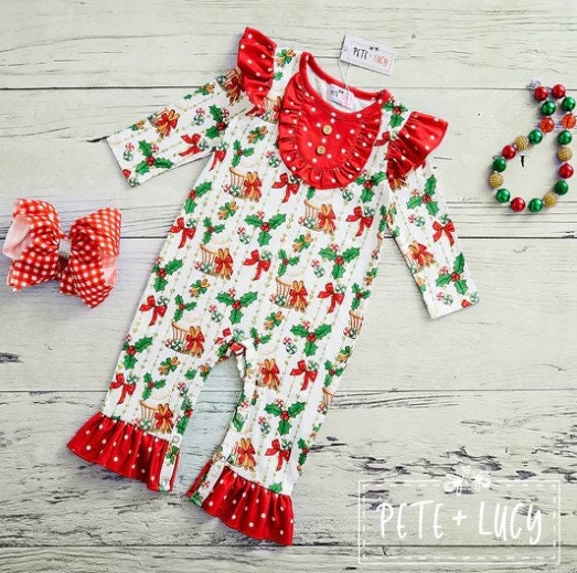 Pete + Lucy Christmas Mistletoe Infant Romper