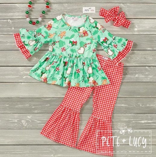 Pete + Lucy Christmas Sweets Two-Piece Bell Bottom Pants Set