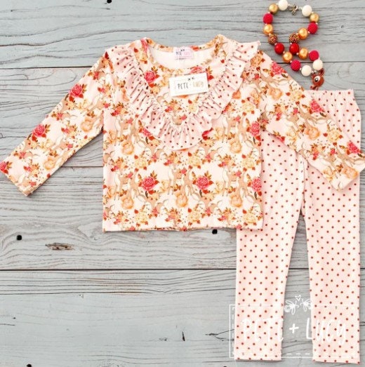 Pete + Lucy Deer and Roses Two-Piece Pants Set