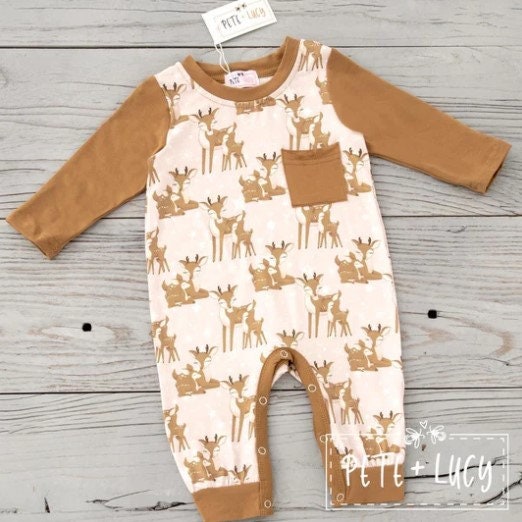 Pete + Lucy Deer and Stars Infant Romper