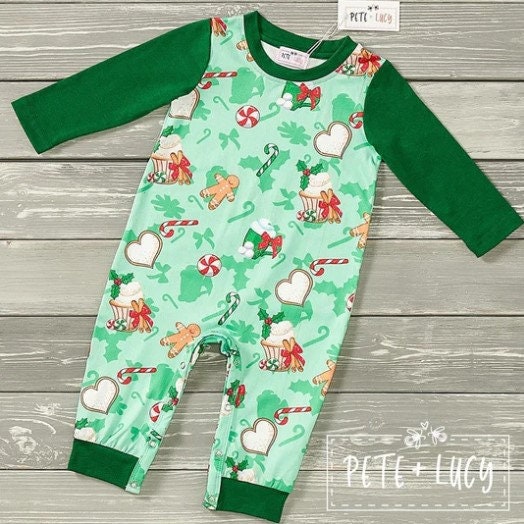 Pete + Lucy Christmas Sweets Boy Infant Romper