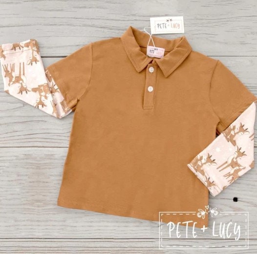 Pete + Lucy Deer and Stars Boy Top-Long Sleeve