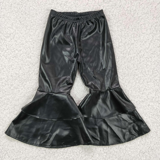 Black Pleather Bell Bottom Pants