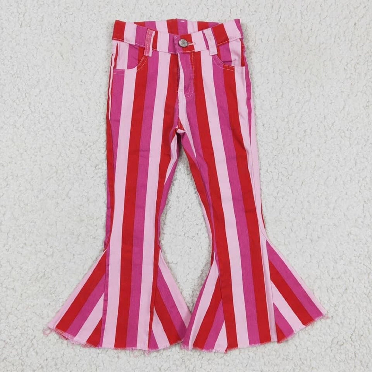 Girls Bell Bottom Striped Jeans