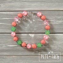 Pete + Lucy Strawberry Rainbows Bubble Gum Chunky Kids Necklace