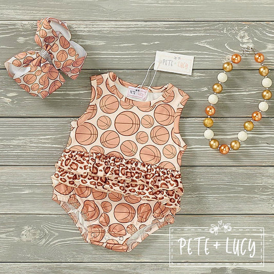 Pete + Lucy Basketball Safari Short Sleeve Romper