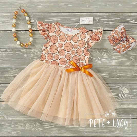 Pete + Lucy Basketball Safari Short Sleeve Tulle Tutu Dress