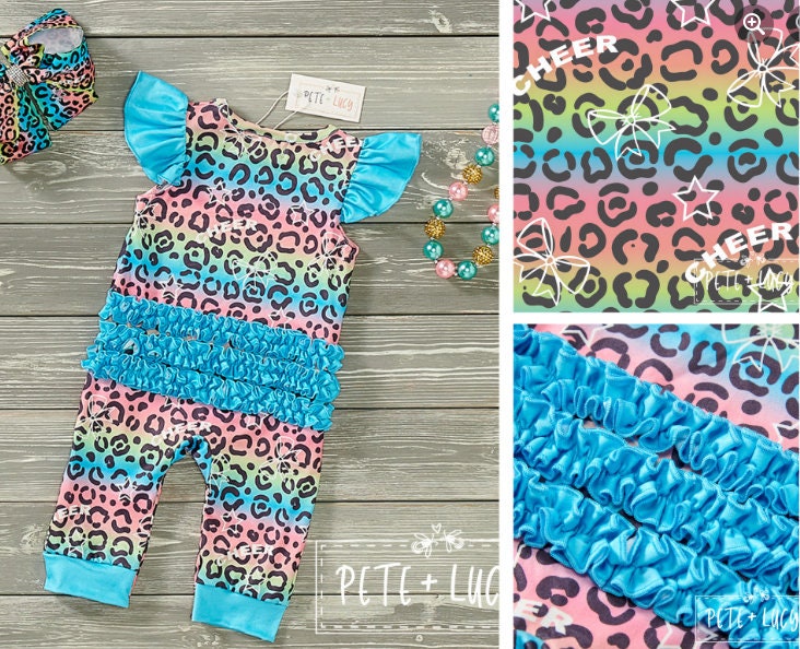 Pete + Lucy Bright Leopard Cheer Romper