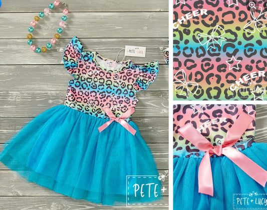 Pete + Lucy Bright Leopard Cheer Tulle Dress