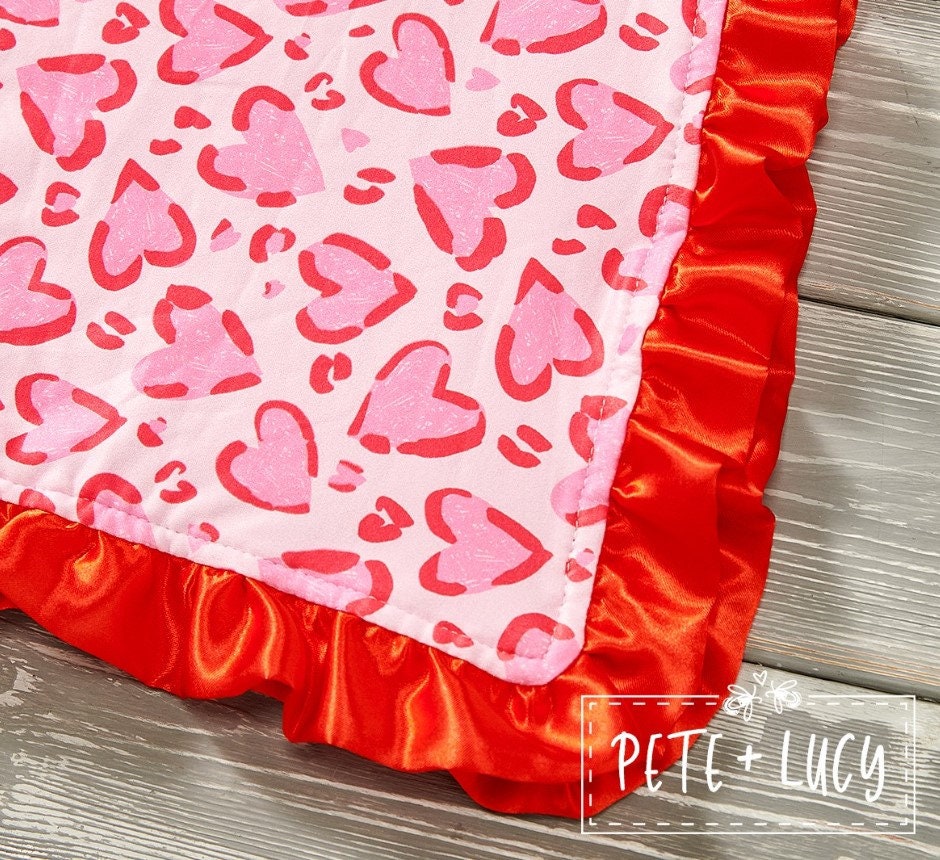 Pete + Lucy Lovely Leopard Valentines Minky Blanket