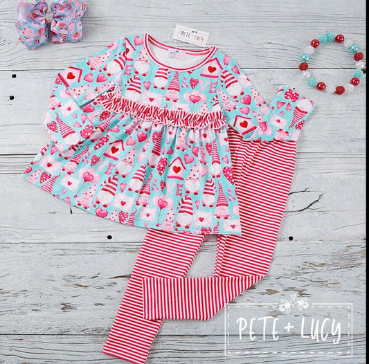 Pete + Lucy Loving Gnomes Long Sleeve Two-Piece Pants Set