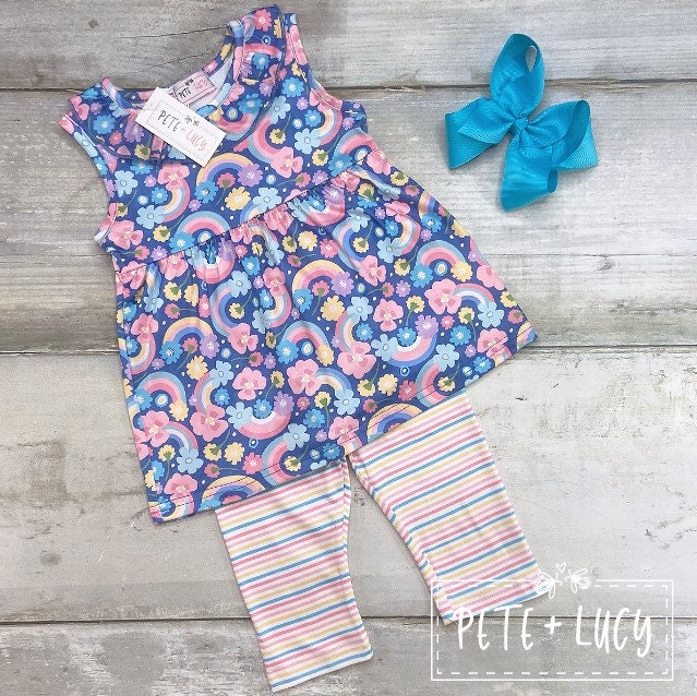 Pete + Lucy Rainbow Bright Two-Piece Capri Set