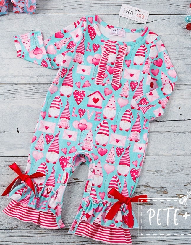 Pete + Lucy Loving Gnomes Long Sleeve Infant Romper