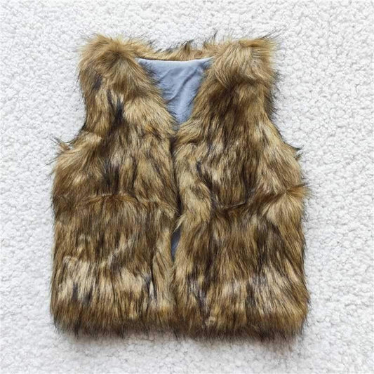 Brown Shaggy Faux Fur Vest