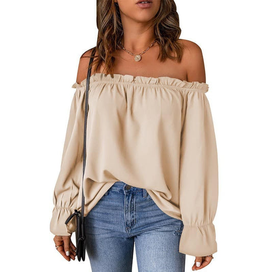 Women's Tan Ruffle Shirt