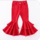 Dark Red Bell Bottom Jeans