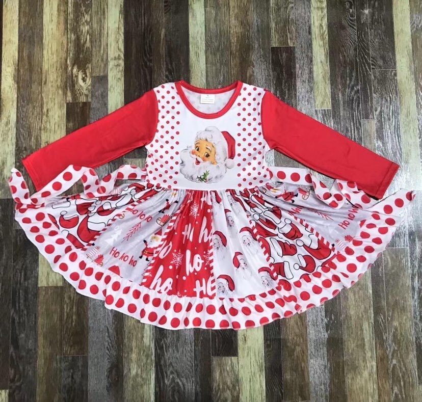 Santa Long Sleeve Twirl Dress