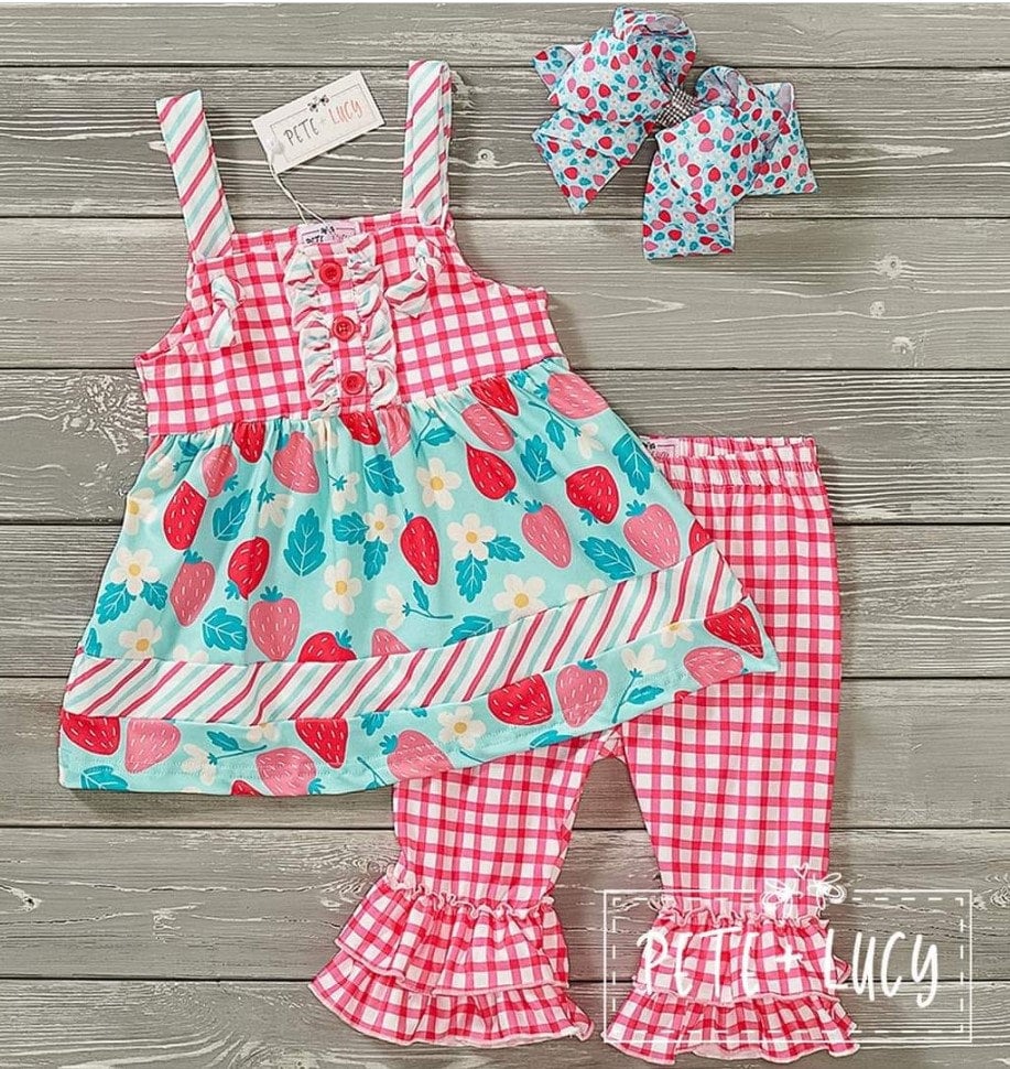 Pete + Lucy Strawberry Patch Capri Set