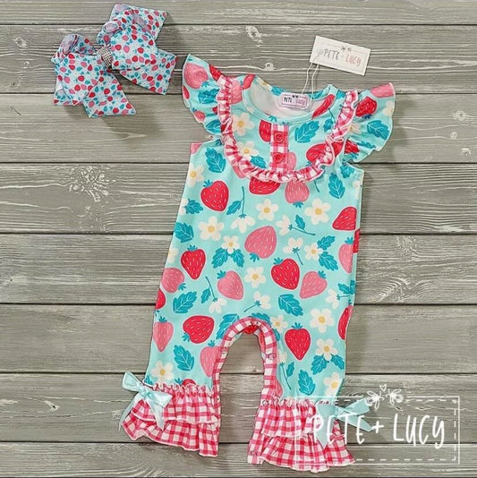 Pete + Lucy Strawberry Patch Romper