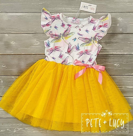 Pete + Lucy Watercolor Dragonflies Tulle Dress