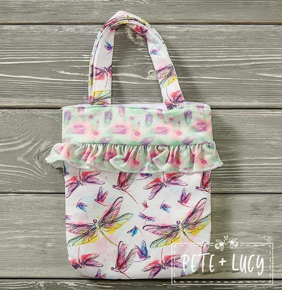 Pete + Lucy Watercolor Dragonflies Bucket Purse