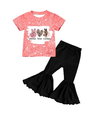 Peace Love and Horses Bell Bottom Pant Set