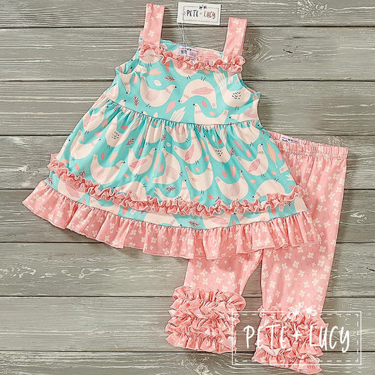 Pete & Lucy Charming Chicken Girls Capri Set