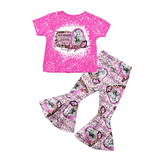 Girls Singer Pink Bell Bottom Set