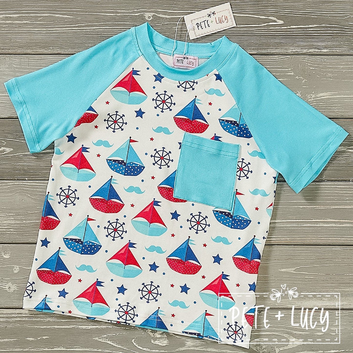 Pete & Lucy Come Sail with Me Boys Short Sleeved Top