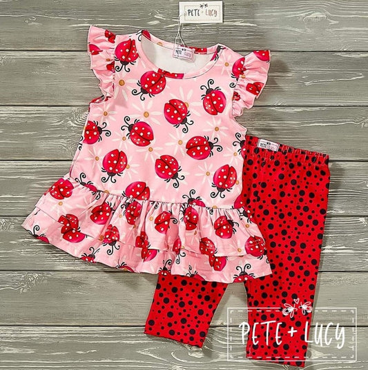 Pete + Lucy Ladybug and Daisy Capri Set