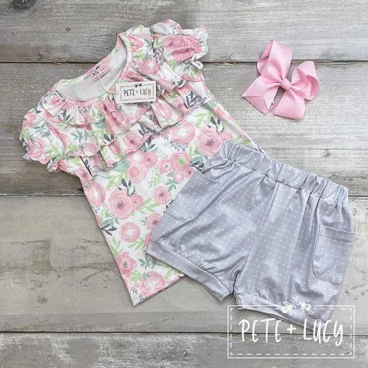 Pete & Lucy Pink Floral Short Set