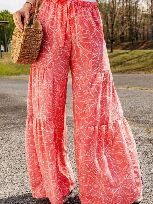 Ladies Summer Coral Leaf Pattern Bottoms