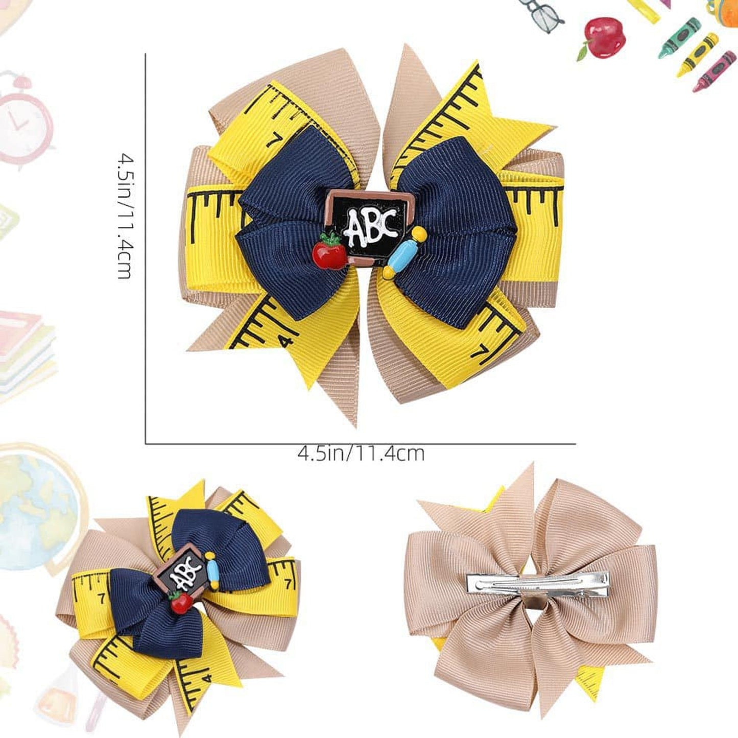 Girls Back to School Hair Bows Various