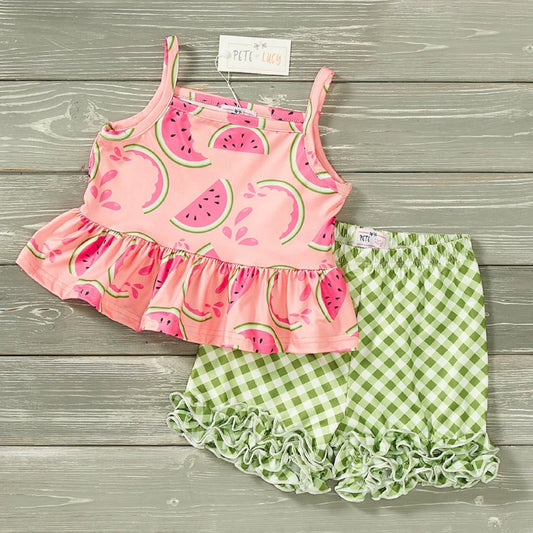 Pete & Lucy Watermelon Picnic Short Set