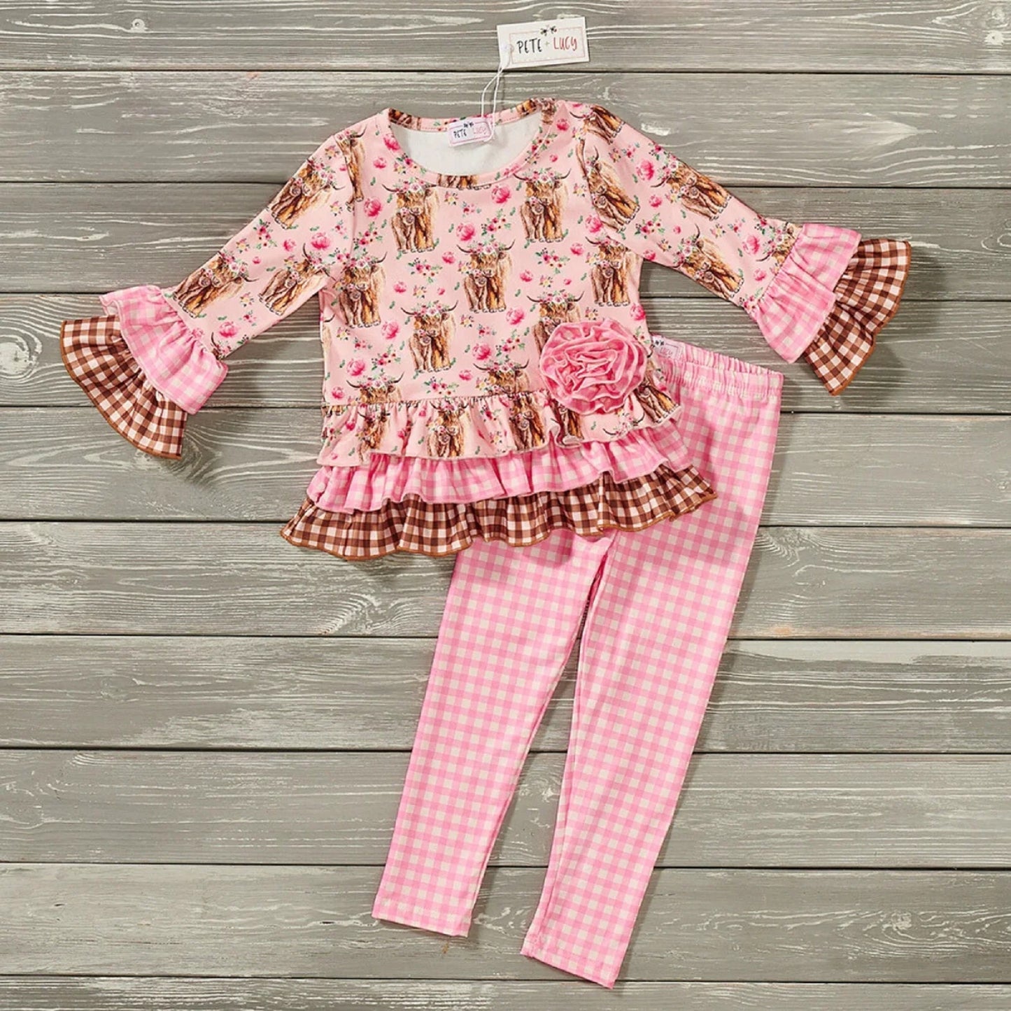 Pete + Lucy Cows & Roses Pant Set